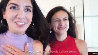 Excited Neighbors Ask for Cum on Their Cute Faces for Public Cumwalk