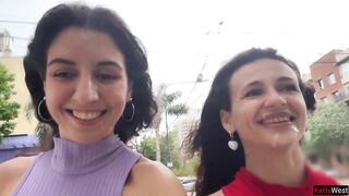 Excited Neighbors Ask for Cum on Their Cute Faces for Public Cumwalk