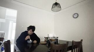 Eating cereal alone in the darksome. I abhor my banging life