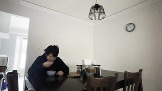 Eating cereal alone in the darksome. I abhor my banging life