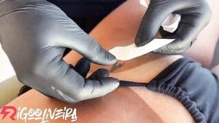 The golden-haired paid for the tattoo with her vagina 'cuz it was smooth.