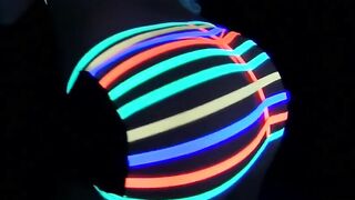 Colorful blacklight teasing with Samantha Saint