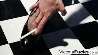 Victoria White shows off her lengthy legs and great butt during the time that smokin'