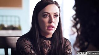 Latin Victoria Voxxx ends up in couch with her ex Whitney Wright.The small brunette hair licks the lalin girl but then Victorias gf Paige Owens walks in