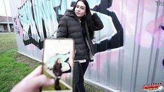 GERMAN SCOUT - Skinny Czech Teen Stefani Jameson with Saggy Boobs Pick Up for 1st Casting Bang