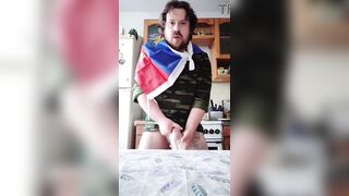 Large Russian dick cums during masturbation! Recent cum in the throat and on the face of this hungry homosexual chap
