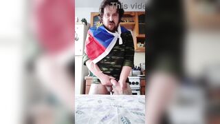 Large Russian dick cums during masturbation! Recent cum in the throat and on the face of this hungry homosexual chap