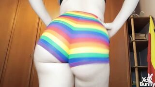 Large obese flawless butt walking in shorts