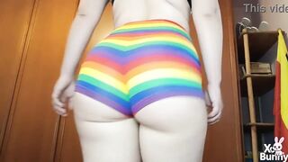 Large obese flawless butt walking in shorts