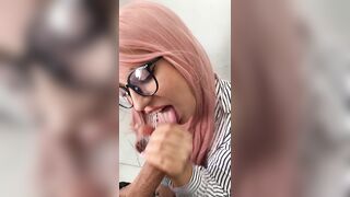 chap with a shriek mask sucks the secretary's ramrod