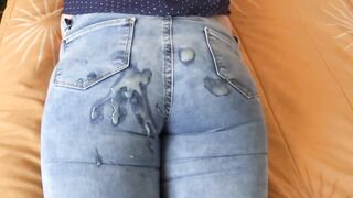 The son of our maid enjoys my wife, they masturbate and cum on her booty with his jean on