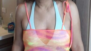 Stepmother shows off on the beach, that babe makes my weenie hard and takes me to satisfy me