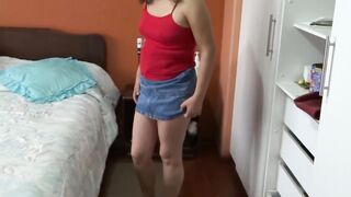 My ally's stepson jerks off watching me masturbate and cums in my butt