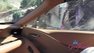 Car ride with Gigi Sweets and her MASSIVE breasts out and rubbing that juicy twat