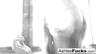 Breasty Ashlee Graham smokes whilst showing off her natural boobs