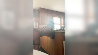 Cheating cum bitch cooks up a kitchen cream pie