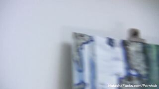 Super hot Natasha Good masturbates on set