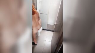 sexy gal makes movie scene in her home washroom.