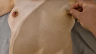 Large nipp breasts massage with oil