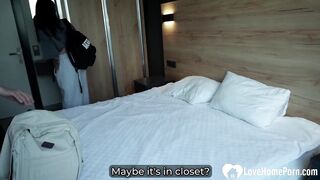 Screwing a breasty redhead during the time that this babe's fingering her cunt