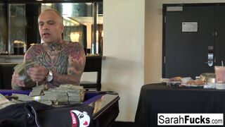 Car Jacker Sarah Jessie follows the dude to the Hotel room to screw him!