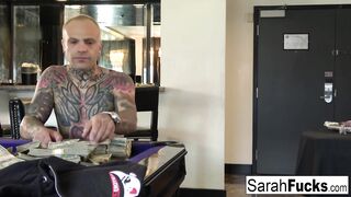 Car Jacker Sarah Jessie follows the dude to the Hotel room to screw him!