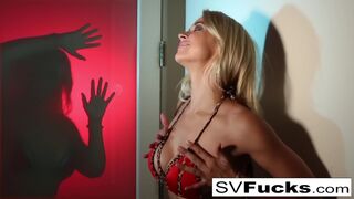 Golden-haired mother I'd like to fuck Sarah works her soaked twat with a toy