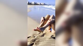 Playing on the beach