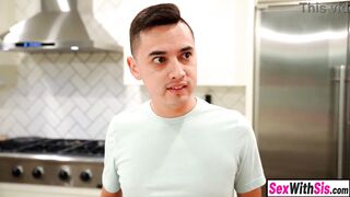 Tiny Latin chick teen step sister bothers large schlong step brother untill that guy screws her hardcore
