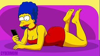 Married Housewife Cheats on Her Cuckold Spouse on a Pink Daybed. Toon Parody Simpsons. Comics