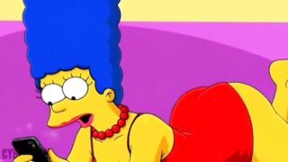 Married Housewife Cheats on Her Cuckold Spouse on a Pink Daybed. Toon Parody Simpsons. Comics