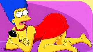 Married Housewife Cheats on Her Cuckold Spouse on a Pink Daybed. Toon Parody Simpsons. Comics