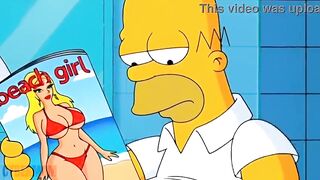 Married Housewife Cheats on Her Cuckold Spouse on a Pink Daybed. Toon Parody Simpsons. Comics