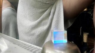 relaxing with a towel