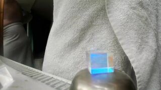 relaxing with a towel