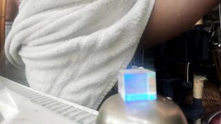 relaxing with a towel