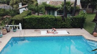 Incredible screw in the pool with Tru Kait and I cum on top of her