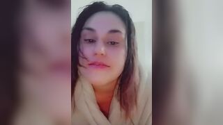 Thick brunette hair big beautiful woman breasty angel just loves to have enjoyment in a robe