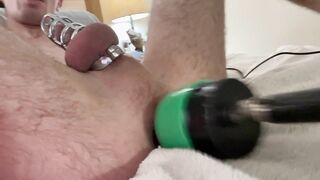 Masturbating whilst caged