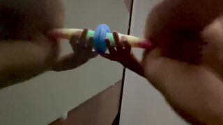 Chastity masturbating during the time that mastix watches from couch!