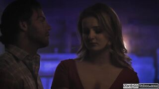 Teen virgin Eliza Eves is nervous when this babe meets an aged chap in his dungeon.This guy facefucks the large bazookas blond and licks her twat previous to that guy screws her