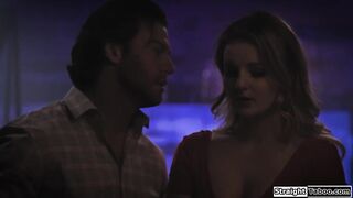 Teen virgin Eliza Eves is nervous when this babe meets an aged chap in his dungeon.This guy facefucks the large bazookas blond and licks her twat previous to that guy screws her