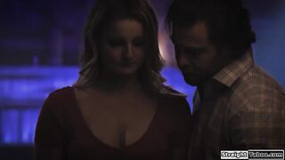 Teen virgin Eliza Eves is nervous when this babe meets an aged chap in his dungeon.This guy facefucks the large bazookas blond and licks her twat previous to that guy screws her