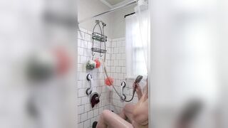 Caught My "Stepmom" Enjoying The Water Coming Out Of The Shower Head And This babe Masturbates!