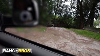 BANGBROS - Katee V Disrobes Down In The Woods And Rides Ace’s Biggest Shlong, Ending With Cum On Her Glasses