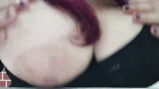 Plump Punk cutie playing with her giant titties