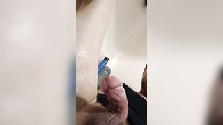 Masterbation with 2 toys one anal and one fake twat