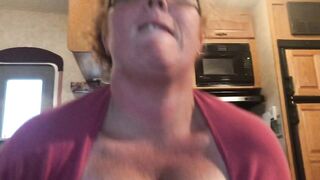 Ginger with large melons gives worthwhile titty bang