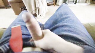 Masturbating in my jeans, people expected home any second, alomst caught