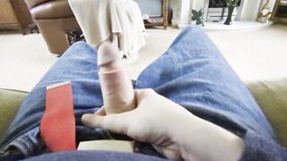 Masturbating in my jeans, people expected home any second, alomst caught